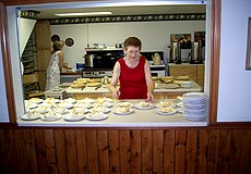 Delicious pies are served at the Chicken Supper